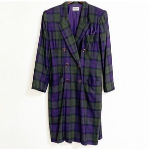 Vintage Kasper ASL Plaid Trench Coat